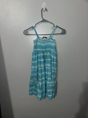 Girls' Aqua Tie-Dye Smocked Sundress